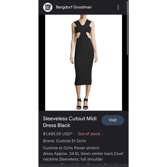 Cushnie Et Ochs
Sleeveless Cutout Midi Dress Black size 0 - Picture 3 of 12